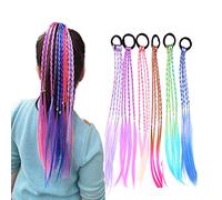 Angelkiss RVJ7 6 Pcs, Colourful, Kids Hair Extensions, Hairpieces Twist Braid with Elastic Rope Band for Girls Women Party Birthday Sports and Travel(Multicolor), Acrylic