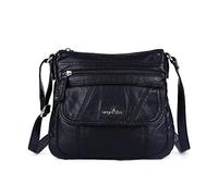 Angelkiss Small Womens Crossbody Bag Leather Shoulder Purse for Women Hobo Bag with Adjustable Shoulder Strap, Black