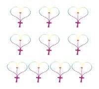 Angelluck 10Pcs Rubber Rosary Beads Necklaces Religious Rosary Crosses Rosaries Catholic Crosses Chains Prayer Jewelry Necklace