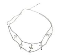 Angelluck Cross Waist Chain Belt Cross Belly Chain y2k Stomach Chain Jewelry Pant Chain Layered Body Chain Jeans Belt Skirt Chain cross waist chain