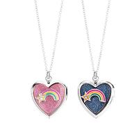 Angelluck Heart Shaped Locket Pendant Necklace for Women Love Heart Rainbow Photo Necklace That Can Hold Picture Jewelry Gifts heart locket necklace that holds pictures