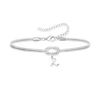Angelra Love Knot Bracelets for Women Girls Silver Initial Letter A-Z Jewellery Adjustable Infinity Bracelet Gifts for Mother Daughter Sisters Friends, 6.5cm, Stainless Steel, No Gemstone