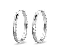 Angelra Silver Hoop Earrings for Women Sparkly Large Hoops for Sensitive Ears Non Tarnish Sterling Silver Earrings 30/40/50/60/70mm (Geometric-Pattern, 40MM)