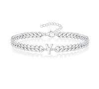 Angelra Silver Initial Cuban Link Chain Bracelets for Men Christmas Gifts - Meaningful Letter Bracelet for Women, Unique Father's Day Gifts for Husband Dad Grandpa Brother Friend (Y)