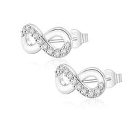 Angelra Women's 925 Silver Sparkling Infinity Stud Earrings, Cubic Zirconia Ear Studs One Pair Cubic Zirconia Earrings Christmas Birthday Gifts for Women Wife (Infinity)