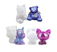 AngelReally Animal Silicone Resin Molds, 7 Styles: Unicorn, Bear, Rabbit, Deer, Elephant, Lion, Wolf, Easy to Clean & Demold, Silicone Casting Molds for DIY Resin Craft