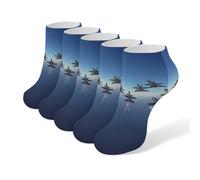 Angels Air Show Flying Men's Ankle Low Socks 5 Pack Non Slip Flat Boat Breathable Athletic Socks for Women