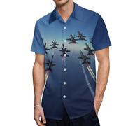 Angels Air Show Flying Men's Button Down Shirt Casual Short Sleeve Shirts Beach Summer Shirt with Pocket