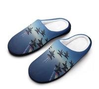 Angels Air Show Flying Men's Cotton Slippers Memory Foam Warm House Shoes for Indoor Outdoor 9-10（42-43）