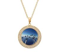 Angels Air Show Flying Women's Custom Pendant Necklace Round Diamond Necklaces Jewelry Gifts for Men Birthday