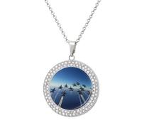 Angels Air Show Flying Women's Custom Pendant Necklace Round Diamond Necklaces Jewelry Gifts for Men Birthday