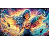 Angels-and-Blue-Roses-in-Heaven Jigsaw Puzzles 1000 Pieces Educational Game Challenge Fun and Challenging Family Game for Women, Gifts for Men for Relaxation 70x50/1000pcs