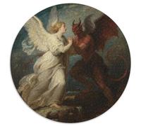 Angels And Demons 1000 Pieces Round Jigsaw Puzzle Creative Mythology Challenging Educational Art Games for Adults And Kids 1000pcs (67.5x67.5cm)