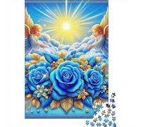 Angels Blue Roses 1000 Piece Jigsaw Puzzle Jigsaw Puzzle for Adults Sunlight Relaxation Home Decor Gift 52x38cm/1000pcs