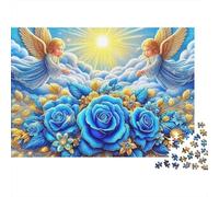 Angels Blue Roses 1000 Piece Jigsaw Puzzle Paper for Adults Night View Puzzle Game for Family Relaxation 38x26cm/1000pcs