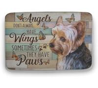 Angels Don‘T Always Have Wings Sometimes They Have Paws - Yorkie Non-Slip Front Door Mat Bathroom Kitchen Bedroom Entryway Floor Mats House Warming Gifts 16x24 inch
