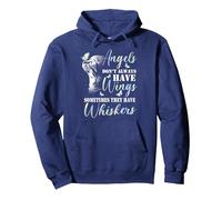 Angels Don't Always Have Wings Cat Pullover Hoodie, Adult Unisex, Navy Blue, X-Large