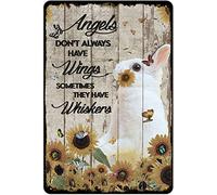 Angels Don't Always Have Wings Sometimes They Have Whiskers Vintage Tin Sign Rabbit Lovers Gift Animal Wall Art 12x16 Inch