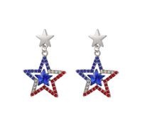 Angel's Draw Home USA Flag Earrings for Women 2 Pairs 4th of July Earrings Dangle Earrings for Women 4th of July Independence Day Daily Wear, 1, Alloy Steel, 1