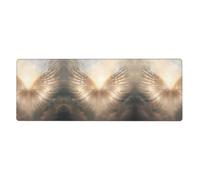 Angel's Feather Pattern Oversized Keyboard and Mouse pad 12x31.5 inches, Lock-Edge Design, Non-Slip and wear-Resistant,