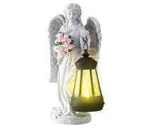 Angels for Graveyard - Enchanting Outdoor Resin Sculpture - Angel Statue with Flowers Resistant to Atmospheric Agents for Garden, Graveyard, Grave Courtyard, Paths Landscape