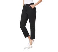 Angels Forever Young Women's Everflex Classic Twill Convertible Straight Mid-Rise Pants Casual, Black, 16