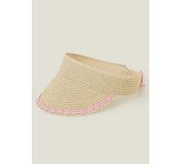 Angels Girls Floral Trim Visor Hat Natural