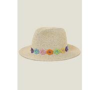 Angels Girls Flower Trilby Hat Natural