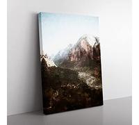 Angels Landing Trail In Zion National Park Utah Modern Canvas Wall Art Print Ready to Hang, Framed Picture for Living Room Bedroom Home Office Décor, 60x40 cm (24x16 Inch)