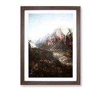 Angels Landing Trail In Zion National Park Utah Modern Framed Wall Art Print, Ready to Hang Picture for Living Room Bedroom Home Office Décor, Walnut A2 (64 x 46 cm)