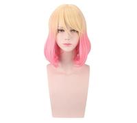 Angels of Death Catherine Ward Yellow Pink Ombre Short Cosplay Wig With Bangs Synthetic Hair Women Costume Wavy Party Wigs
