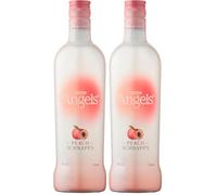 Angels Peach Schnapps Liqueur 70cl, 15% ABV - Peach Flavoured Schnapps, Vegan Friendly, Great for Bellinis, Cocktails & Shots (Pack of 2)