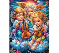 Angels Playing Music in Clouds 1000 Pc Classic Jigsaw Puzzle Puzzle for Adults Hard Challenging Hobby Home Decor Poster Eco Friendly Material 1000 PCS