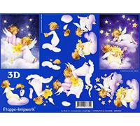 Angels Sitting In Clouds Collecting Stars 3D Decoupage Sheet