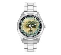 Angels Spiritual Tree and Life Fashion Quartz Wrist Watch Stainless Steel Wristwatches with Arabic Numerals for Men Women