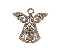 Angels Watching Over Me Charms For Hat & Scarf Embellishments, 58x56mm, Antique Bronze Color, 2 Pieces