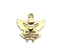 Angels Watching Over Me Charms For Jewelry Making, 20x19mm, Antique Gold Color, 10 Pieces