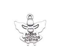 Angels Watching Over Me Charms For Wind Chime Pendants, 20x19mm, Antique Silver Color, 10 Pieces