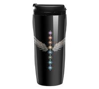 Angels-Wings Angelic Chakras Coffee Mug Double Wall Travel Tumbler with Lid Tea Cup for Hot/Ice Drinks 350ml