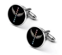 Angels-Wings Angelic Chakras Fashion Cufflinks for Men Classic Shirts Cuff Links Set for Wedding Business 2.0cm