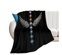 Angels-Wings Angelic Chakras Throw Blanket for Couch Soft Warm Flannel Bed Blankets for All Seasons 60"*80"（150 * 200cm）