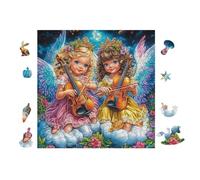 Angels with Flowers 100 Pc Classic Jigsaw Puzzle Puzzle for Adults Hard Challenging Hobby Home Decor Poster High-grade Rigid Cardboard 28x28cm