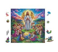 Angels with Jesus 100 Pc Classic Jigsaw Puzzle Puzzle for Adults Hard Challenging Hobby Home Decor Poster Sturdy Creativity & Gift Giving 28x28cm