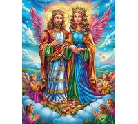 Angels with Rainbow Wings 300 Piece Complete Jigsaw Puzzle Set Science Fiction Magical Dream Teens Beginners Educational Challenge Puzzle Fans Group Play Anniversary Fathers Thick Cardboard 300 PCS