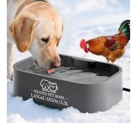 ANGELSPET Heated Water Bowl 1.45 GAL (≈5.5 L) for Dogs and Cats, Anti-Freeze for Outdoor with Thermostatic Control, Anti-Bite Cable, Large Square Design, Grey