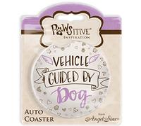 Angelstar 13484 Vehicle Guided By A Dog Pawsitive Absorbent Auto Coaster, 2-3/4", Multicolor