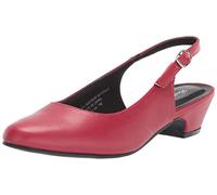 AngelSteps Women's Adult Delia Pumps Dress Shoes Low Heel Slingback, Red, 8 X-Wide