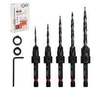 ANGELSWORD Countersink Drill Bit Set, 8PCS Tapered Drill Bits Counter Sink Drill Bit, #4, #6, #8, #10, #12, Depth Stop Ring