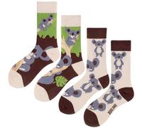 Angelteers 2 Pairs Cartoon Animal Crew Socks Fun Cotton Mid Calf Socks for Women, Koala, One Size