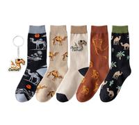 Angelteers 5 Pairs Cute Animal Crew Socks Fun Casual Cotton Calf Socks for Women